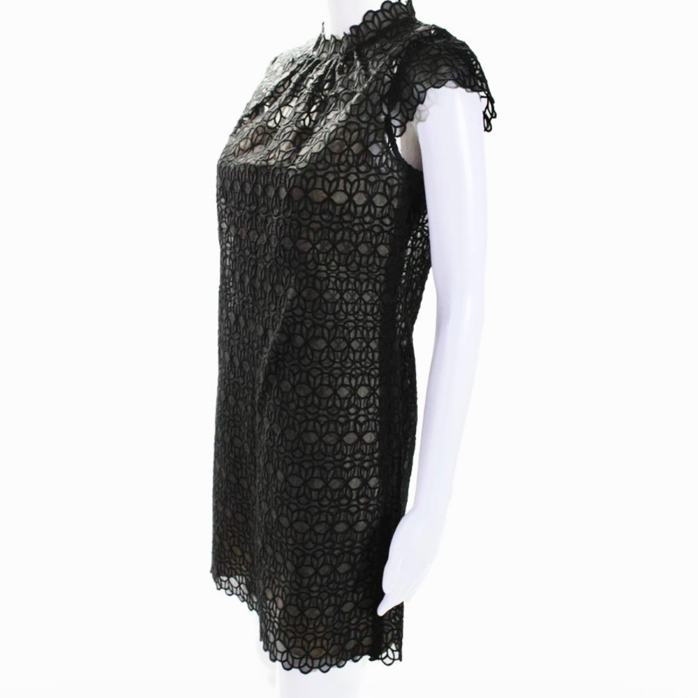 Milly of NY Vintage Silk Lace Mini Shift Dress in Black Size 2 - Picture 2 of 14
